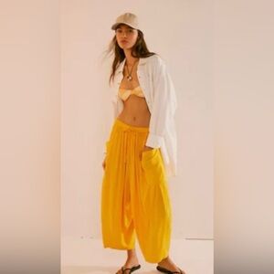 FP Movement Quinn Yellow Harem Pull On Pants w Drawstring S